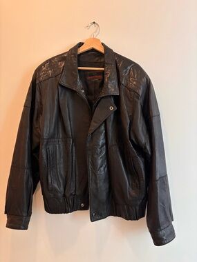 Black Leather Bomber Jacket